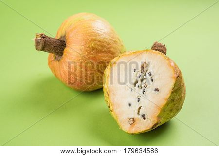 rare fruit from India names upon Lord Rama called Ramphal or Ram Phal or Ramfal or Ram fal also called as Annona reticulate or Soursop in english