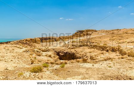 View on the ruins of the Masada fortress - the Judaean Desert, Israel