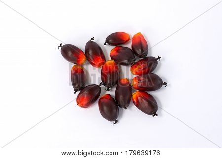 Fesh palm oil seed on white background