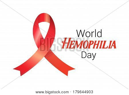 Realistic Red Ribbon To World Hemophilia Day.