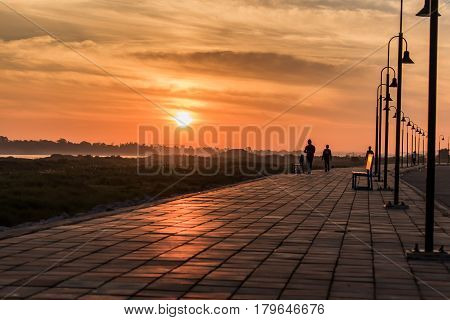 Morning at a park near the Khong river in Bueng Kan district Thailand.