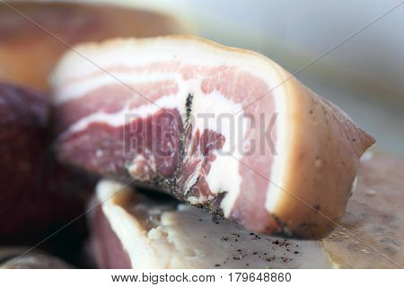 Cut a piece of fat, selective focus.