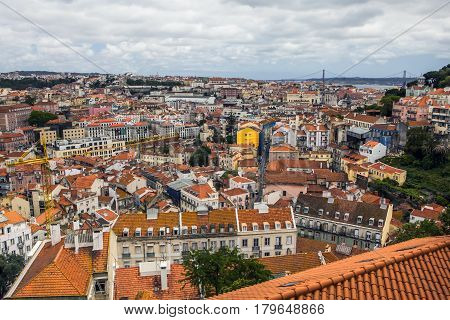 Old city of Lisbon seen from above, Portugal