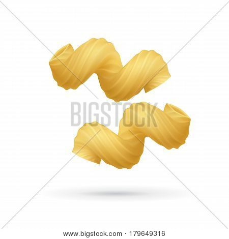 Pasta cavatappi. Traditional wheat product of italian cuisine. Flour product of italy kitchen. Cartoon vector illustration of macaroni isolated on white background