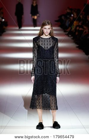 Kyiv, Ukraine - February 6, 2017: Models Walk The Runway During Fashion Show By A.m.g. Autumn/winter