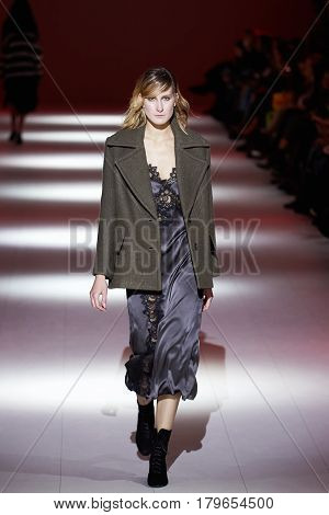 Kyiv, Ukraine - February 6, 2017: Models Walk The Runway During Fashion Show By A.m.g. Autumn/winter