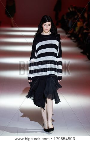 Kyiv, Ukraine - February 6, 2017: Models Walk The Runway During Fashion Show By A.m.g. Autumn/winter