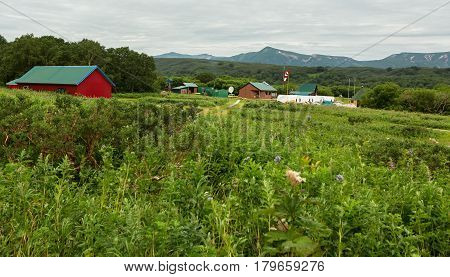 Kamchatka Peninsula, Russia - August 13, 2016: Source of river Ozernaya on Kurile lake. South Kamchatka Nature Park.