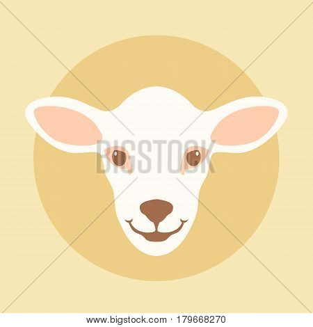 young lamb head vector illustration style Flat