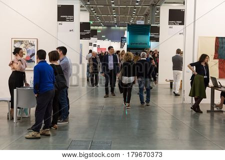 People Visiting Miart 2017 In Milan, Italy