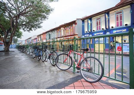 LITTLE INDIA TOWN SINGAPORE - JANUARY 19 2017: Traffic Conditions in Little India town Singapore. A clean and tidy version of India.
