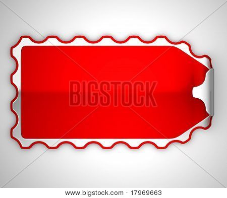 Rosso adesivo piegato frastagliata o etichetta