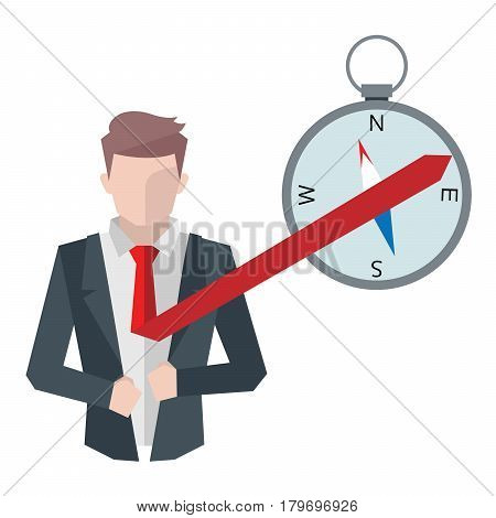 Successful businessman, business situations concept. Working in office, desire to succeed, teamwork and management. Flat vector cartoon illustration isolated on white background