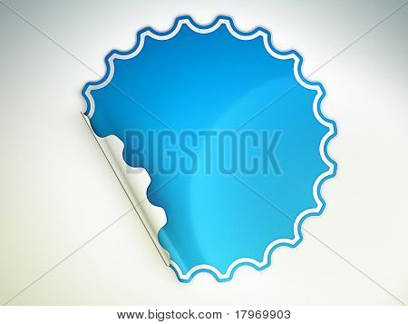 Blu piegato tondo adesivo o etichetta