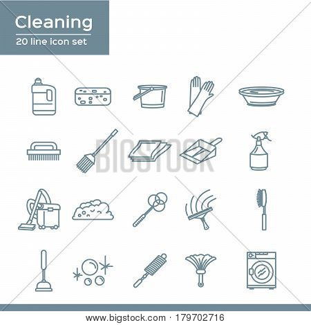 Simple Set of Cleaning Related Vector Line Icons. 20 line icon set