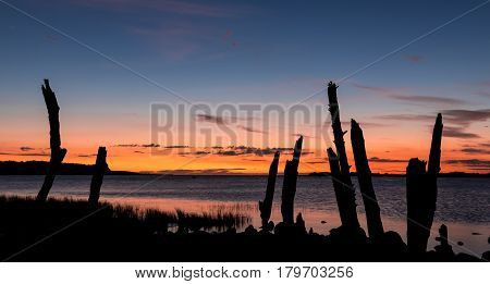 Sunset at Foxton Beach River mouth area.