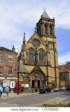 York Yorkshire England UK - May 22 2016 : The historical Roman Catholic church of St Wilfrid in York