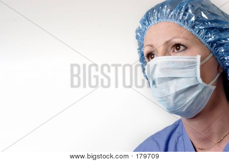 Lady chirurg na bílém pozadí