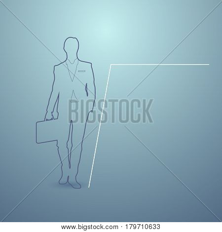 Business Man Silhouette Financial Graph Background Businessman Boss Vector Illustration