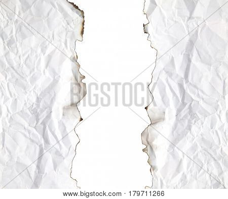 burnt edge paper with space for text on white background