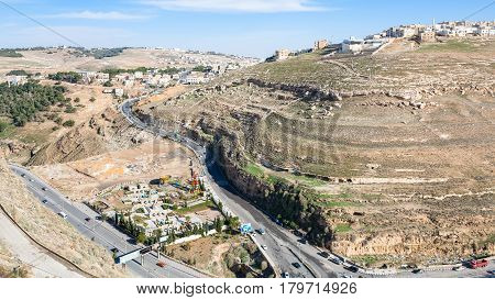 Above View Of Roads And Al-karak City From Castle
