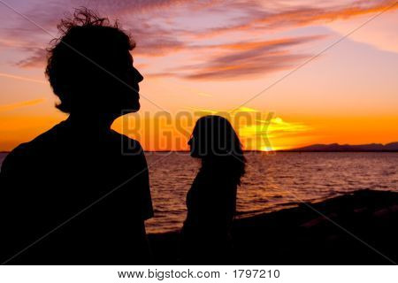 Solnedgang på stranden