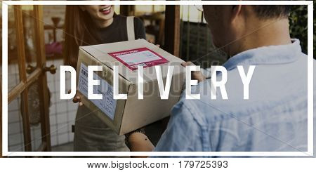 Deliveryman handingover parcel to customer