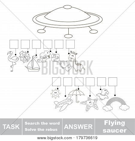 Educational puzzle game for kids. Find the hidden word Flying Sauser
