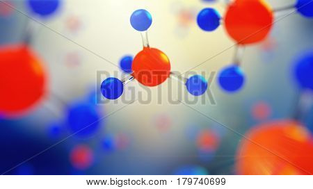 3d illustration of molecule model. Science or medical background with molecules and atoms.
