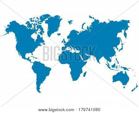 Blue World Map On A White Background