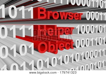Browser Helper Object in the form of binary code, 3D illustration