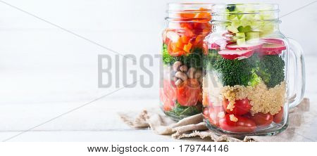 Healthy Vegan Salad In A Mason Jar With Quinoa