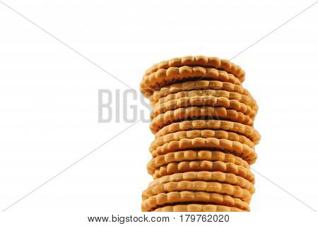 A stack of cookies isolated on white background