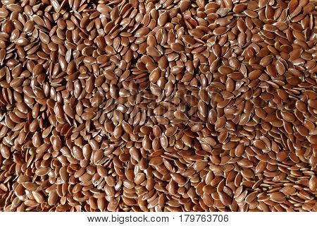 Lots of brown flax seed from above