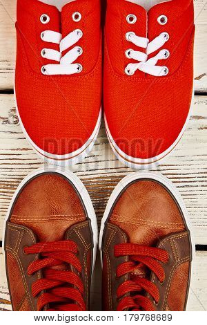 Sport shoes on natural background. Healthier world starts with you.