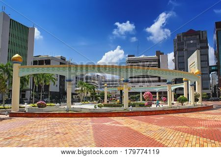 View of the old square in Brunei at sunset