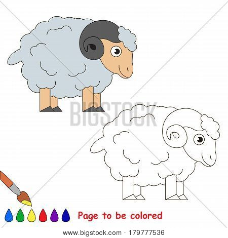 Bighorn to be colored, the coloring book for preschool kids with easy educational gaming level.