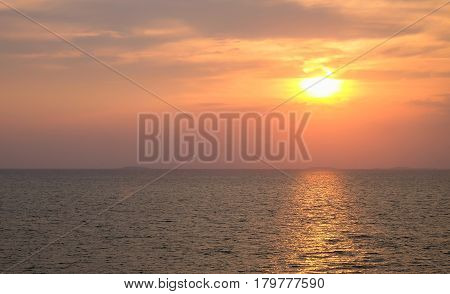 Landscape view of sunset at the beach in Chantaburi Thailand.
