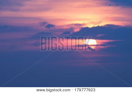 seascape view of sunset at the beach in Chantaburi Thailand.