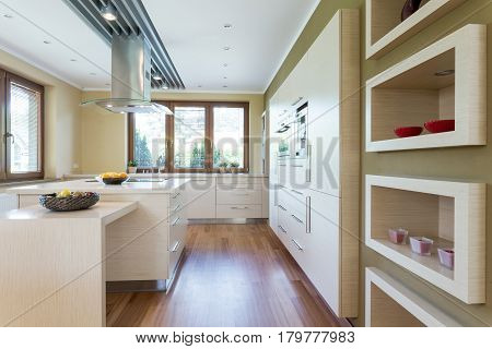 Modern Kitchen With White Fitted Cabinets