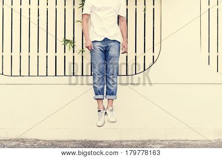 Man jumping active freedom lifestyle