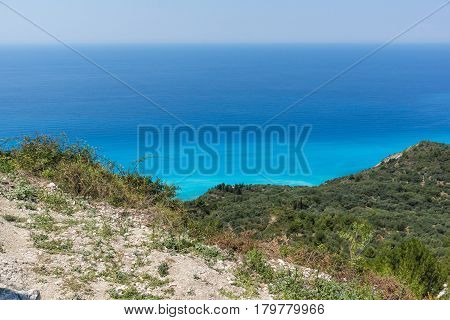 Amazing landscape with blue waters, Lefkada, Ionian Islands, Greece