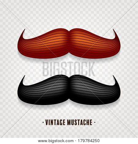 Mustache isolated on white. Black and brown vector vintage moustache. Facial hair.Barber shop. Retro collection. Hipster beard.