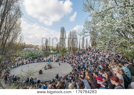 People At Mauerpark In Berlin