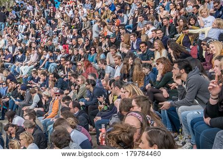 People At Mauerpark In Berlin