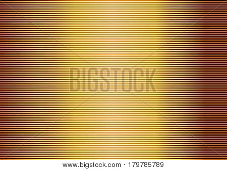 Abstract gold striped lined horizontal glowing background. Scan screen. Technological futuristic card with stripes. Vector illustration.