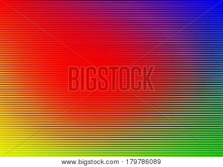 Abstract rainbow striped lined horizontal glowing background. Scan screen. Technological futuristic card with stripes. Vector illustration.