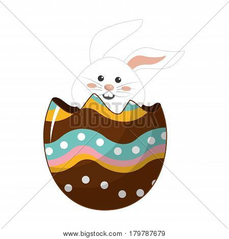 nice rabbit inside of decotive egg, vector illustration