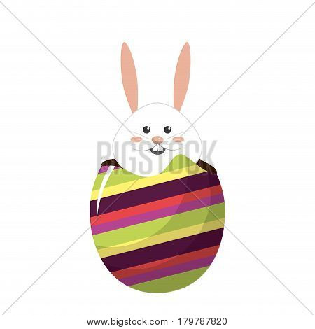 nice rabbit inside of decotive egg, vector illustration