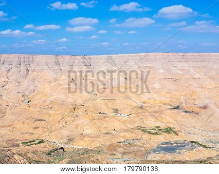 View Of King Highway In Valley Of Wadi Mujib River
